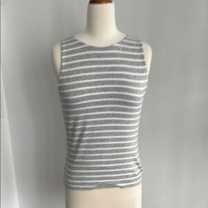 Bailey 44 Gray and White striped Fitted double layer Tank Top